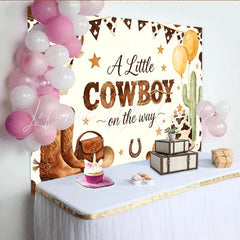 Lofaris Western Cowboy Baby Shower Backdrop with Boots Hat and Bull Skull Rustic Farmhouse Background for Little Boy Party Decor