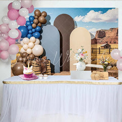 Lofaris Western Desert Photography Backdrop with Red Rocks and Arched Panels Cowboy Studio Background for Ranch Party Decor and Photoshoot