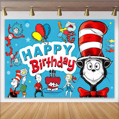 Lofaris Whimsical Cartoon Birthday Backdrop with Mischievous Characters and Colorful Balloons Fun Party Background for Kids Photoshoot