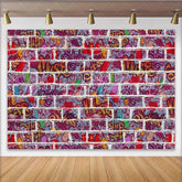 Lofaris White Brick Wall Urban Graffiti Backdrop Colorful Hip Hop Music Theme Photography Studio Background