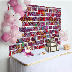 Lofaris White Brick Wall Urban Graffiti Backdrop Colorful Hip Hop Music Theme Photography Studio Background