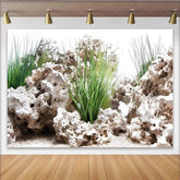 Lofaris White Porous Rock and Green Plant Underwater Photography Backdrop Natural Aquarium Landscape Background for Studio Photoshoot