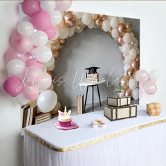 Lofaris White Rose Gold Balloon Arch Graduation Backdrop Elegant Confetti Balloons Photography Background for Celebration Party Decor