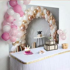 Lofaris White Rose Gold Graduation Backdrop with Balloons and Cap Elegant Photo Background for College and High School Party Decor