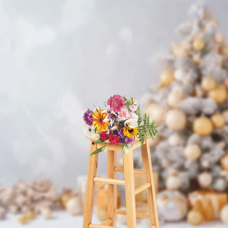 Lofaris White Wall Xmas Trees Bells Gifts Christmas Backdrop