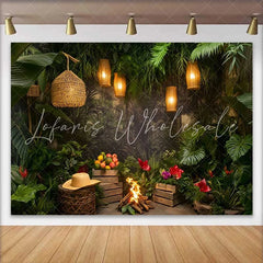 Lofaris Wild Jungle Tropical Birthday Cake Smash Backdrop Greenery Safari Adventure Party Decor