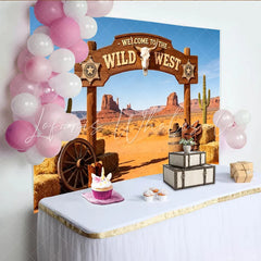 Lofaris Wild West Photography Backdrop with Desert Landscape Rustic Cowboy Studio Background for Party Decor