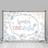 Lofaris Winter One Derland Pink Blue Gender Reveal Backdrop