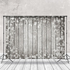 Lofaris Winter Snowflake Grey Wood Christmas Vibe Backdrop