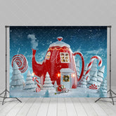 Lofaris Winter Snowy Field Teapot House Christmas Backdrop