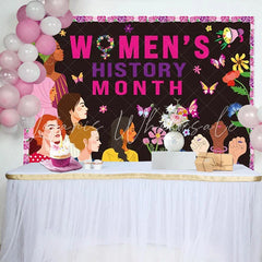 Lofaris Womens History Month Backdrop Diverse Females Flowers Black Photography Background Celebration Decor