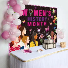 Lofaris Womens History Month Backdrop Diverse Females Flowers Black Photography Background Celebration Decor