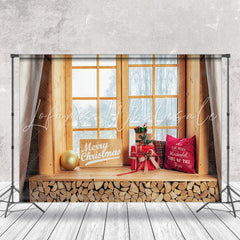 Lofaris Wood Window Gift Winter Forest Christmas Backdrop