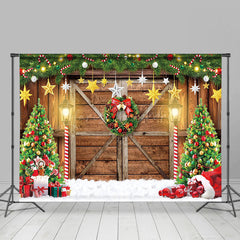 Lofaris Woode Barn Door Trees Festive Christmas Backdrop