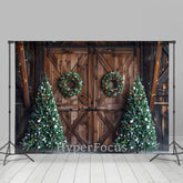 Lofaris Wooden Barn Door Wreath Tree Christmas Photo Backdrop
