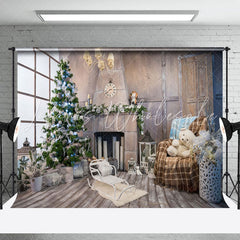 Lofaris Wooden Room Window Xmas Trees Christmas Backdrop
