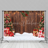 Lofaris Wooden Wall Wreath Snowy Ground Christmas Backdrop