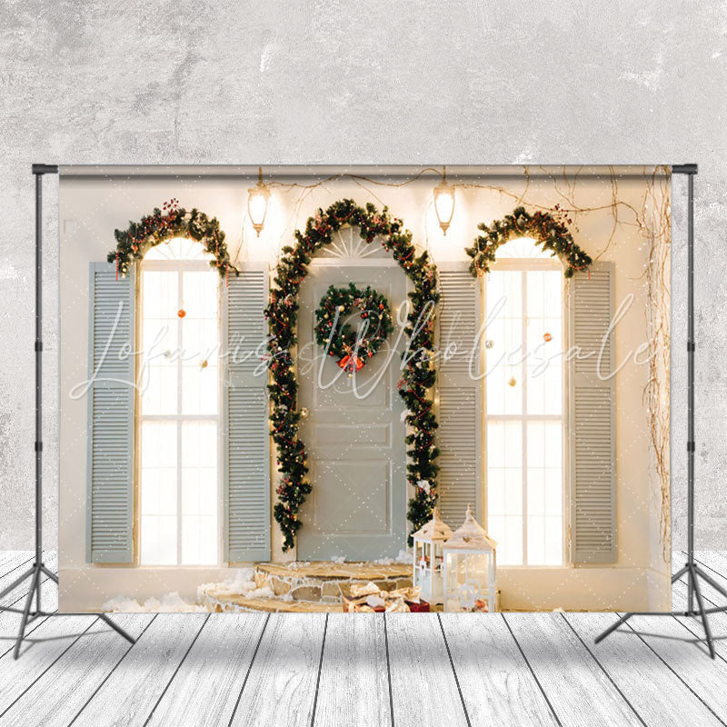 Lofaris Wreath Blinds Window Light Branches Xmas Backdrop
