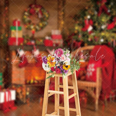 Lofaris Wreath Socks Fireplace Tree Chair Christmas Backdrop