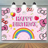 Lol Dolls Pink Bow Cute Cat Happy Birthday Backdrop For Girls