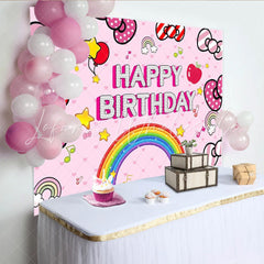 Lol Dolls Pink Bow Cute Cat Happy Birthday Backdrop For Girls