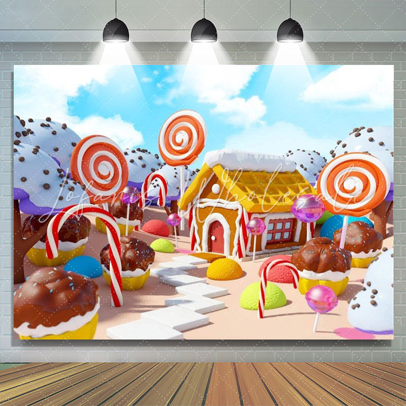 Lofaris Lollipop Candyland Baby Sweet Birthday Backdrop For Kids