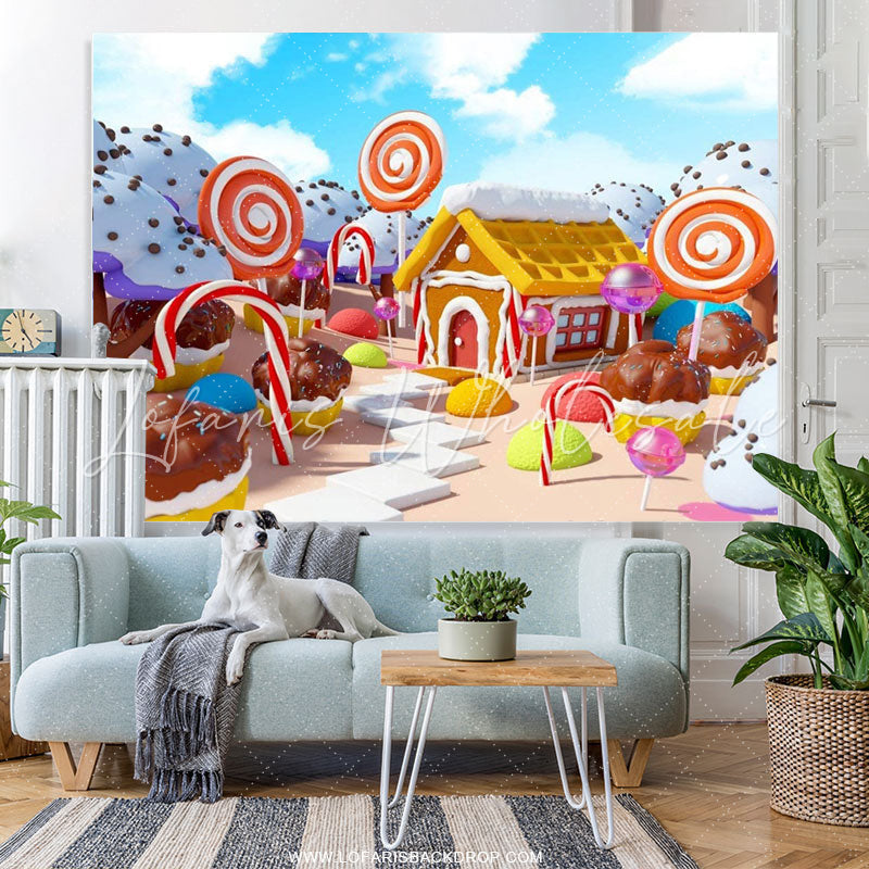 Lofaris Lollipop Candyland Baby Sweet Birthday Backdrop For Kids
