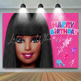 Lofaris Long Hair Princess Pink Birthday Backdrop For Girls