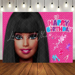 Lofaris Long Hair Princess Pink Birthday Backdrop For Girls