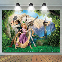 Lofaris Long Haired Princess Horse Forest Party Backdrop For Girl