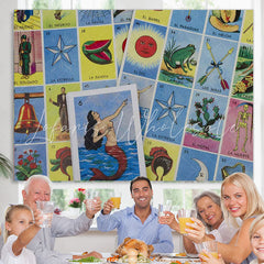 Lofaris Loteria Cards Picture Bingo Photo Holiday Party Backdrop