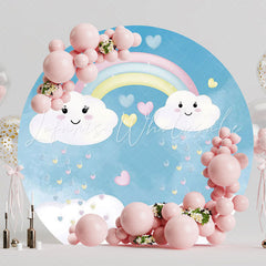 Love Rain Hearts Round Backdrop for Romantic Celebration