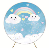 Love Rain Hearts Round Backdrop for Romantic Celebration