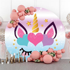 Lofaris Love Unicorn Round Baby Shower Party Backdrop For Girl