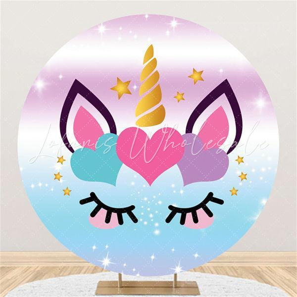 Lofaris Love Unicorn Round Baby Shower Party Backdrop For Girl