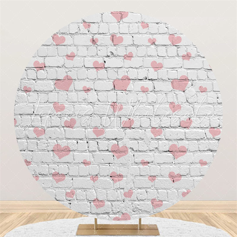 Lofaris Love White Stripe Wall Happy Birthday Circle Backdrop