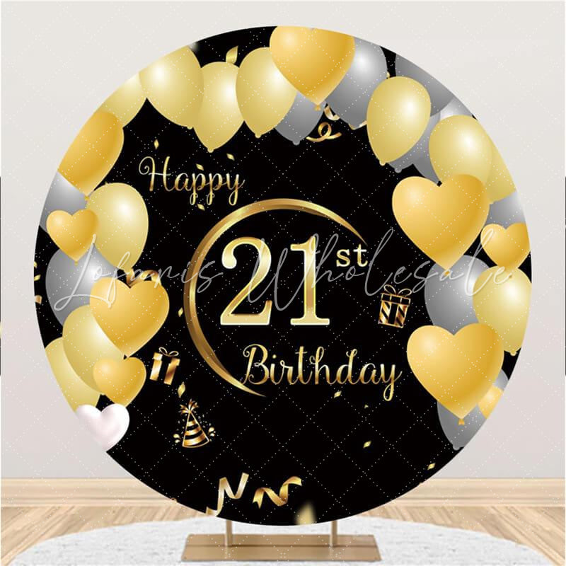 Lofaris Loved Ballons Circle 21st Happy Birthday Backdrop