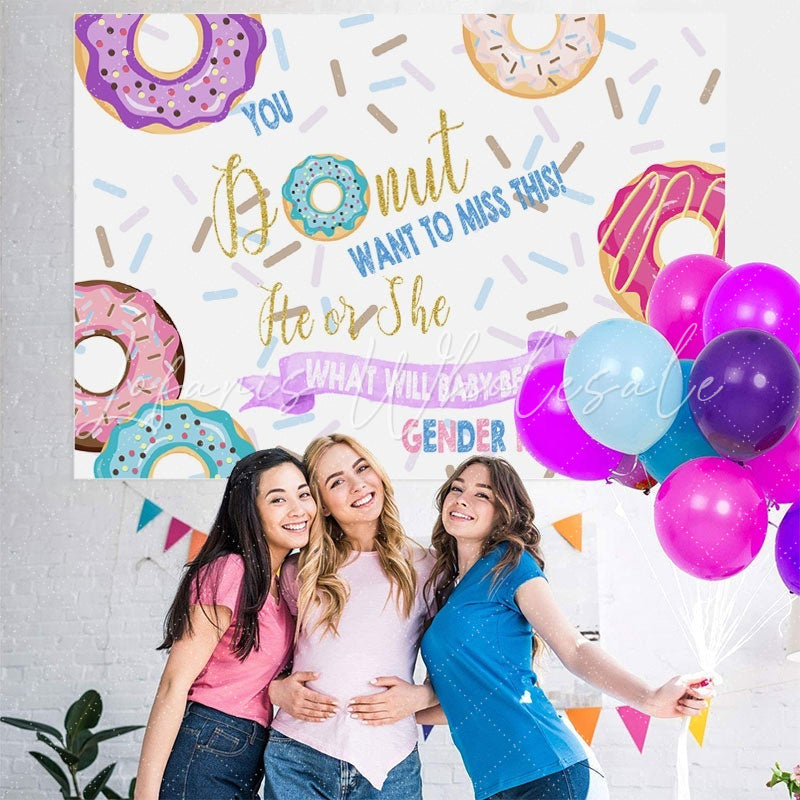 Lofaris Lovely And Colorful Donuts Themed Baby Shower Backdrop