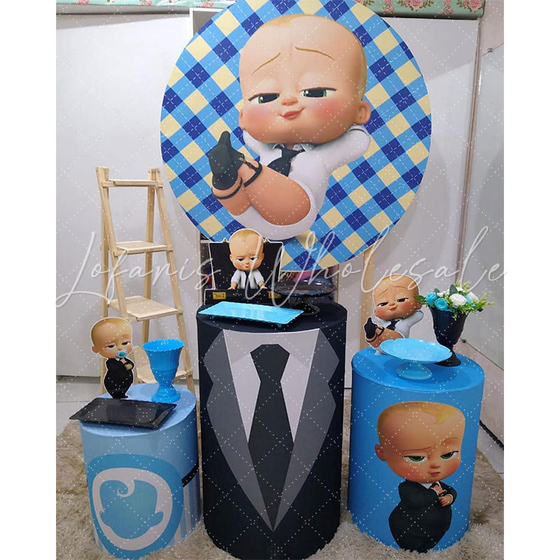 Lofaris Lovely And Cute Boy Blue Beige Circle Backdrop Kit