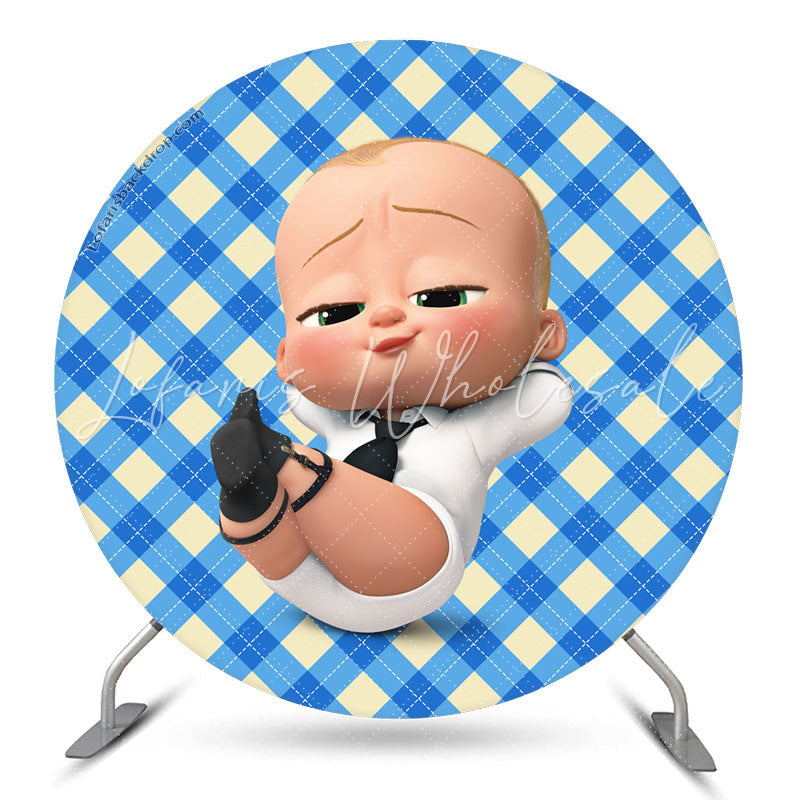 Lofaris Lovely And Cute Boy Blue Beige Circle Backdrop Kit