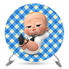 Lofaris Lovely And Cute Boy Blue Beige Circle Backdrop Kit