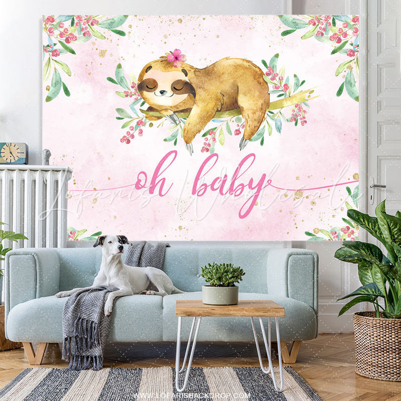 Lofaris Lovely And Floral Pink Spring Baby Shower Backdrop