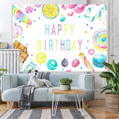 Lofaris Lovely And Simple Candy Themed Happy Birthday Backdrop