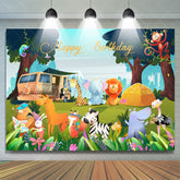 Lofaris Lovely Animals Safari Camping Backdrop For Birthday