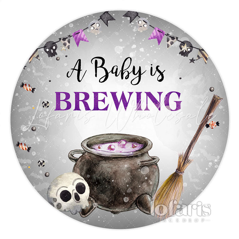 Lofaris Lovely Baby Is Brewing Circle Shower Backdrop