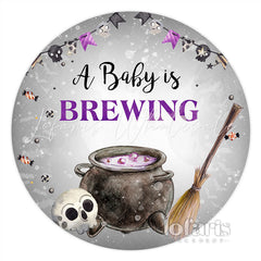 Lofaris Lovely Baby Is Brewing Circle Shower Backdrop