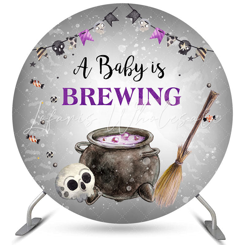 Lofaris Lovely Baby Is Brewing Circle Shower Backdrop