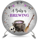 Lofaris Lovely Baby Is Brewing Circle Shower Backdrop