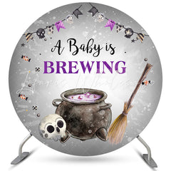 Lofaris Lovely Baby Is Brewing Circle Shower Backdrop