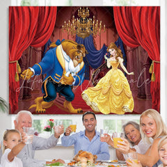 Lofaris Lovely Cartoon Beauty With Monster Birthday Backdrop